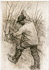 Sir George Clausen Canvas Paintings - The Hedger, Cookham Dean